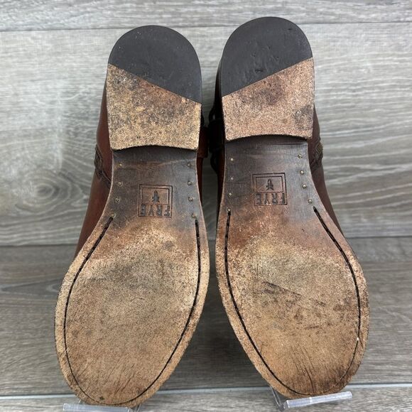 Frye Veronica Harness Short Women’s Sz 5.5B Cognac Zip Pull On Leather Boots - Picture 7 of 14